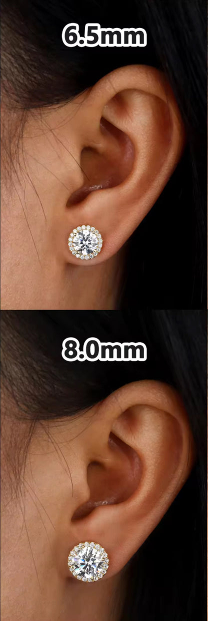 Round Halo Stud Earrings