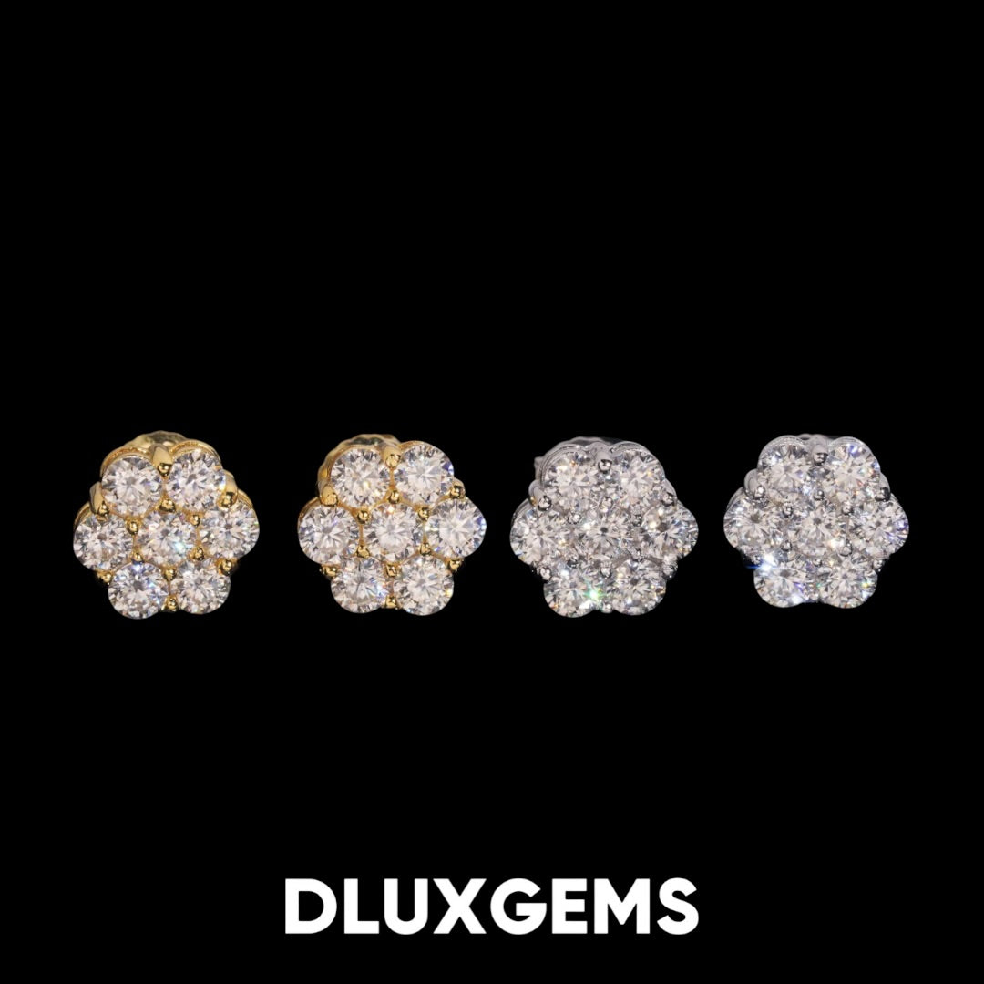 Flower Cluster Stud Earrings 9mm