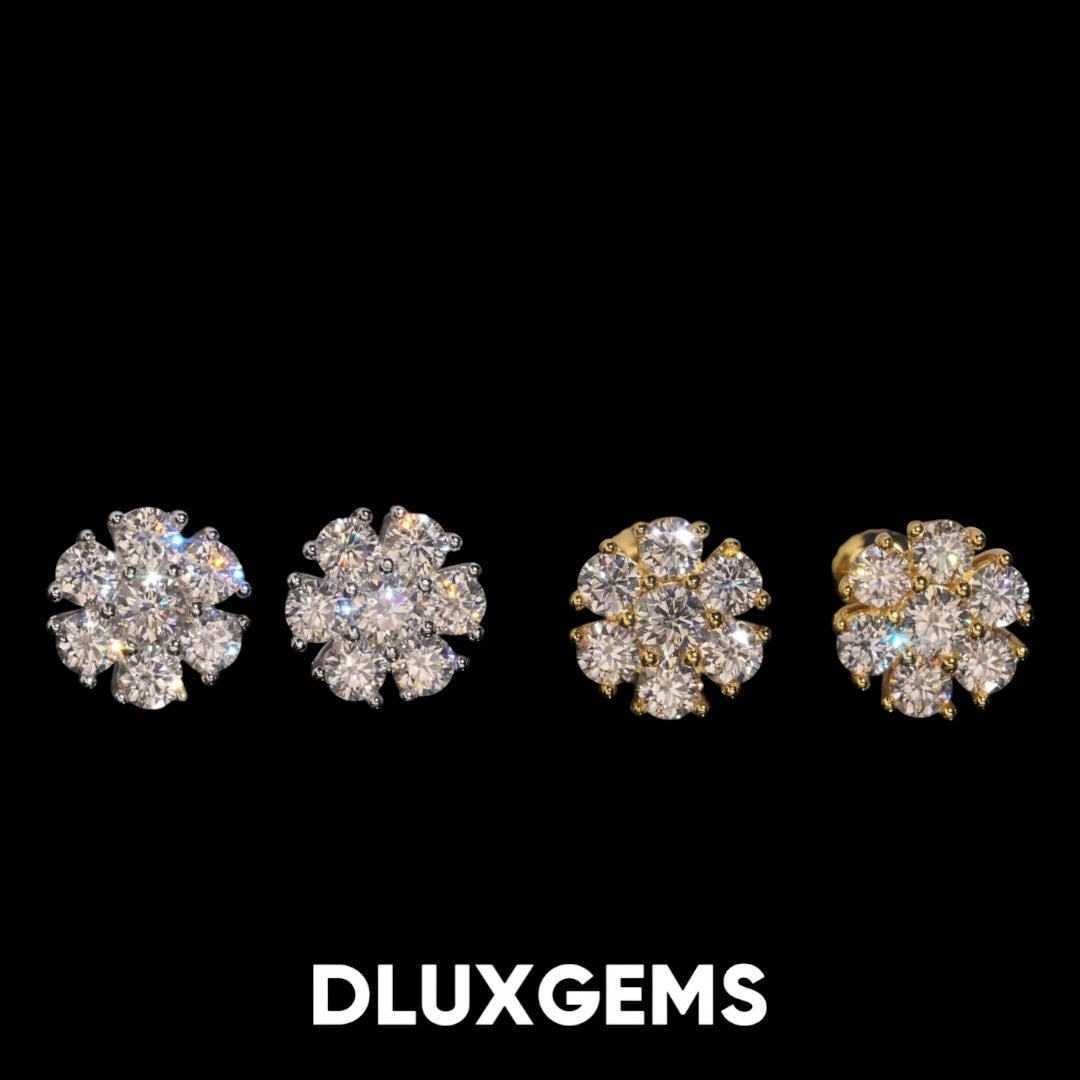 Flower Cluster Stud Earrings 11mm
