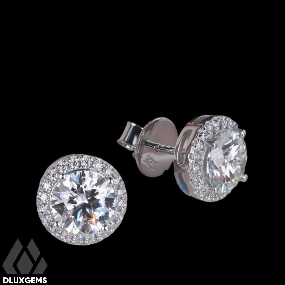 Round Halo Stud Earrings