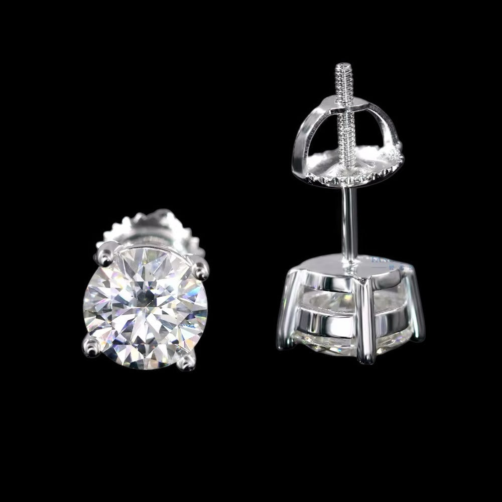 Round Moissanite Stud Earrings (Screwback)